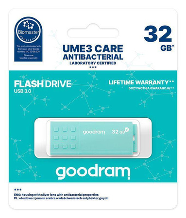 Goodram pendrive 32GB USB 3.0 UME3 Care jasnozielony
