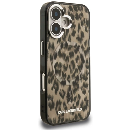 Etui Karl Lagerfeld IML Leopard Pattern MagSafe do iPhone 16 - brązowe