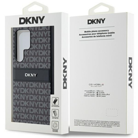 DKNY DKHCS24LPRTHSLK S24 Ultra S928  czarny/black hardcase Leather Mono Stripe & Metal Logo