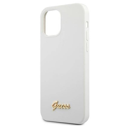 Guess GUHCP12SLSLMGWH iPhone 12 mini 5,4" biały/white hardcase Metal Logo Script