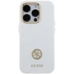 Guess Silicone Logo Strass 4G case for iPhone 15 - white