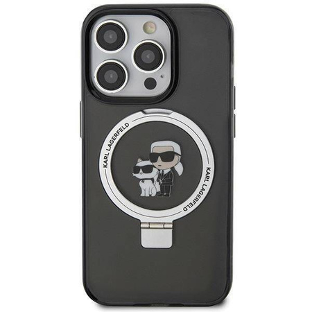 Karl Lagerfeld KLHMP15LHMRSKCK iPhone 15 Pro 6.1&quot; black/black hardcase Ring Stand Karl&amp;Choupette MagSafe
