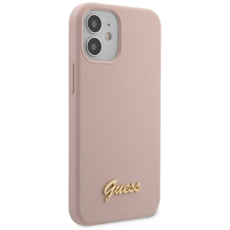 Guess Silicone Script - Etui iPhone 12 mini (różowy)