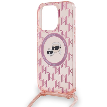 Karl Lagerfeld KLHMP15XHCKCKLCP iPhone 15 Pro Max 6.7" różowy/pink hardcase IML Crossbody Monogram Karl & Choupette Head MagSafe