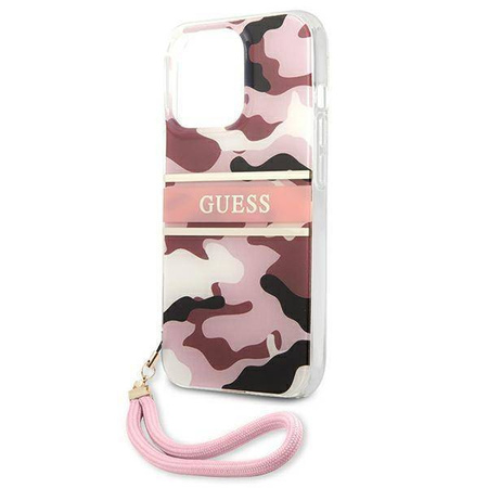 Guess nakładka do iPhone 13 Pro / 13 6,1&quot; GUHCP13LKCABPI różowy hard case Camo Strap Collection