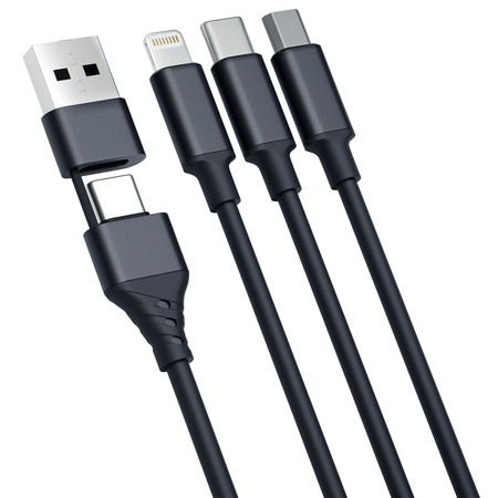 3MK KABEL HYPER 3w1 1,5m Czarny USB-A/C do Micro/USB-C/Lightning