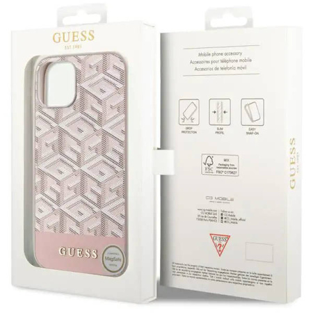 Guess GUHMP14MHGCFSEP iPhone 14 Plus 6,7" rosa/rosa Hartschale GCube Stripes MagSafe
