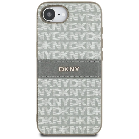 DKNY Repeat Texture Pattern with Tonal Stripe iPhone 16e Case - Beige