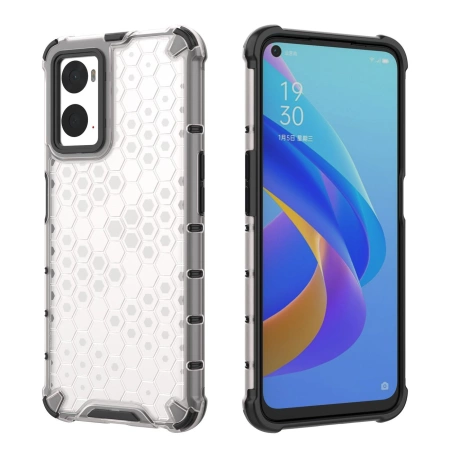 Gepanzerte Wabenhülle mit Gelrahmen Oppo A76 / Oppo A36 / Realme 9i transparent