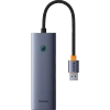 Baseus UltraJoy 4in1 USB-A Hub 3 x USB-A 3.0 + RJ45 - Grau