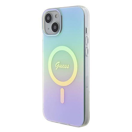 Original Handyhülle APPLE IPHONE 15 PLUS Guess Hardcase IML Iridescent MagSafe (GUHMP15MHITSQ) türkis