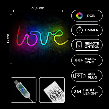 Neon LED RGB LOVE FLRN01 + pilot Forever Light