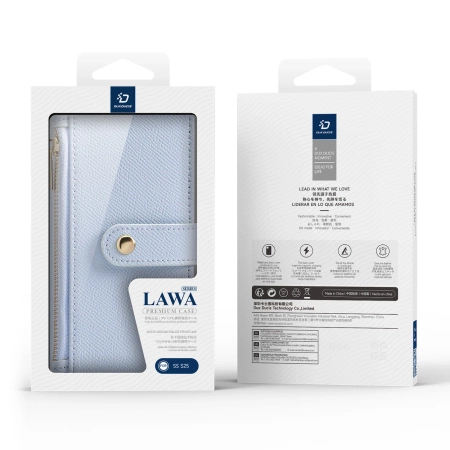 Dux Ducis Lawa Lederhülle für Samsung Galaxy S25 mit abnehmbarer magnetischer Brieftasche – Blau