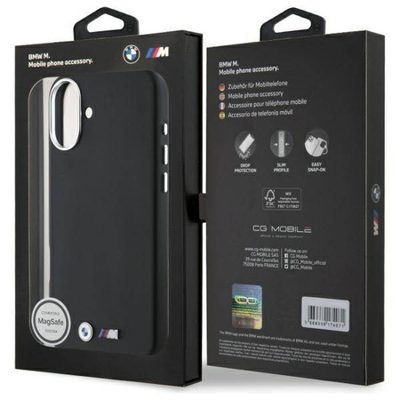 Original Handyhülle IPHONE 16 BMW Hardcase M Smooth Full Wrapped Metal MagSafe (BMHMP16S23PMWK) schwarz