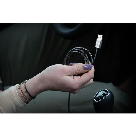 FORCELL kabel USB do iPhone Lightning 8-pin 2,4A 12W Metal C236 1m srebrny