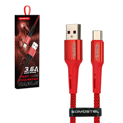 SOMOSTEL KABEL USB MICRO USB 3.6A CZERWONY QC 3.0 1M  SMS-BW06