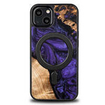 Wood and Resin Case for iPhone 13 MagSafe Bewood Unique Violet - Purple and Black