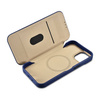 iCarer CE Premium Leather Folio Case skórzane etui iPhone 14 Plus z klapką magnetyczne MagSafe niebieski (WMI14220715-BU)