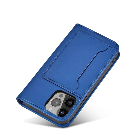Magnet Card Case etui do iPhone 13 pokrowiec portfel na karty kartę podstawka niebieski