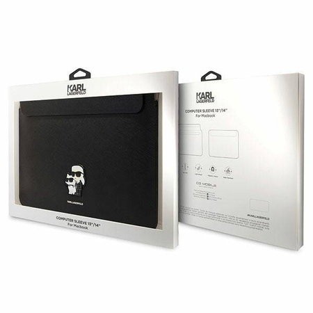 Karl Lagerfeld Hülle KLCS14SAKCPMK 14&quot; schwarz/schwarz Saffiano Karl&amp;Choupette