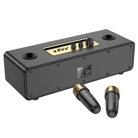 HOCO głośnik bluetooth + 2 x bezprzewodowe mikrofony BS63 czarny