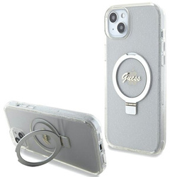 Guess nakładka do iPhone 15 Plus 6.7" GUHMP15MHRSGSD transparentna hardcase Ring Stand Script Glitter MagSafe