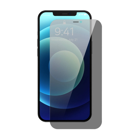 Baseus 2x Panzerglas für iPhone 12 Pro Max Privacy Anti Spy (Privatisierung) mit einer Abdeckung für den Lautsprecher + Positionierer (SGBL061002) (case friendly)