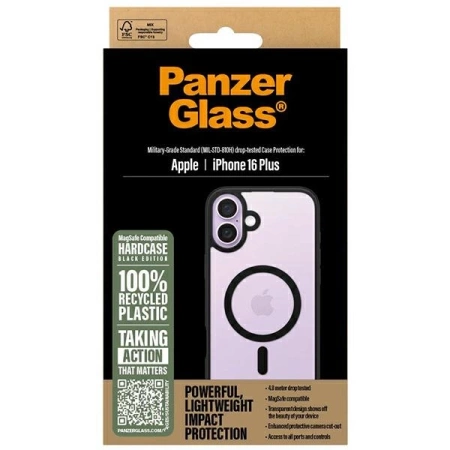 Etui PanzerGlass HardCase z MagSafe na iPhone 16 Plus - czarne