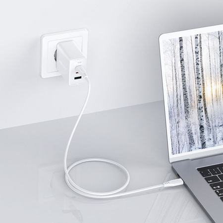 Acefast 2w1 ładowarka sieciowa 2x USB Typ C / USB 65W, PD, QC 3.0, AFC, FCP (zestaw z kablem) czarny (A13 black)