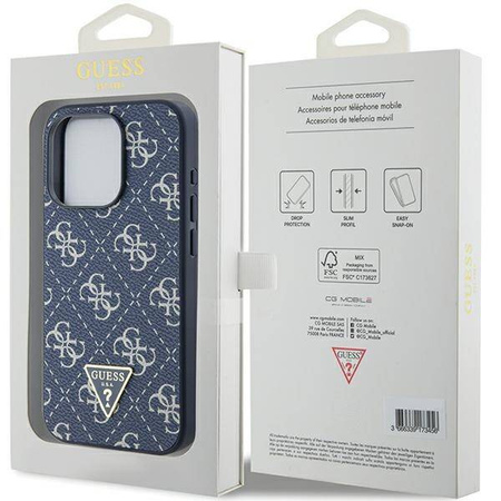 Original Handyhülle APPLE IPHONE 15 PRO Guess Hardcase 4G Triangle Metal Logo (GUHCP15LPG4GPB) blau