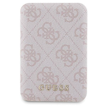 Zestaw Guess GUBPM5P14L4GEMGP iPhone 14 Pro 6.1" hardcase + Powerbank 5000mAh MagSafe różowy/pink 4G Metal Logo