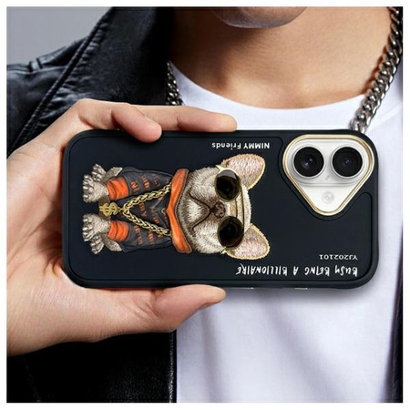 Nimmy etui iPhone 16 6.1" czarny/black    Glasses Cool Dog