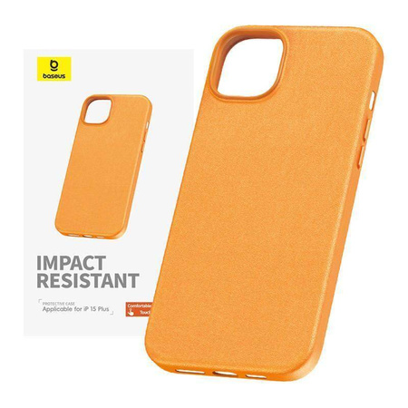 Etui APPLE IPHONE 15 PLUS Baseus Fauxther Series pomarańczowe