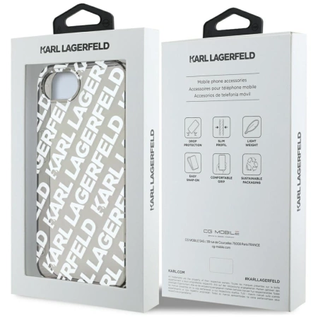 Etui Karl Lagerfeld IML Repeat Logo na iPhone 16e - srebrne