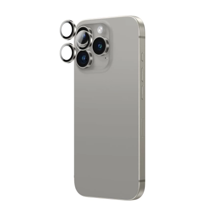 AmazingThing AR Aluminum 3 Lens Glass with Camera Lens Frame for iPhone 16 Pro / 16 Pro Max - Gray
