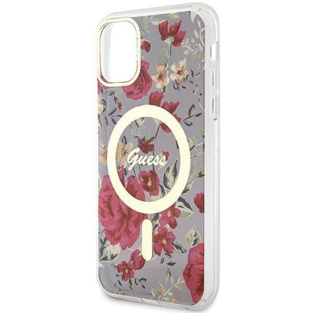Guess GUHMN61HCFWSA iPhone 11 / Xr 6,1" grün/khaki Hardcase Flower MagSafe