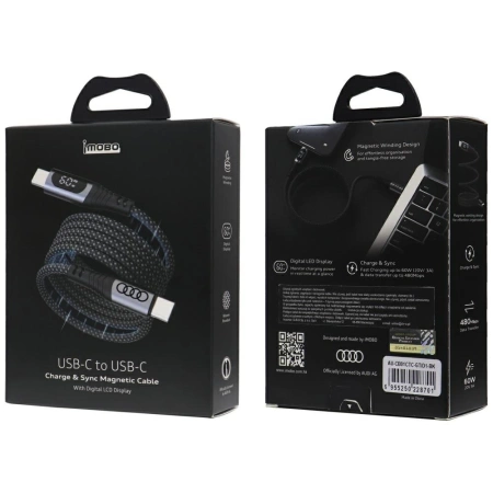 Kabel USB-C / USB-C Audi 2.0 20V 3A 60W - czarny