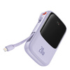 Baseus Qpow power bank 10000mAh wbudowany kabel Lightning 20W Quick Charge SCP AFC FCP fioletowy (PPQD020005)
