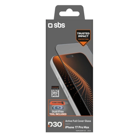 SBS protective glass with D3O technology set with applicator for iPhone 17 Pro Max