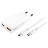 Ładowarka sieciowa 4smarts PDPlug Slim   Duos 20W GaN USB-C+USB-A + kabel USB-C 1.5m biały