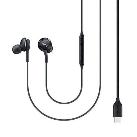 SŁUCHAWKI DOUSZNE PRZEWODOWE SAMSUNG EO-IC100 ZESTAW SŁUCHAWKOWY TYP-C CZARNE GH59-15252ACY