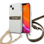 Guess GUHCP13SKC4GBGO iPhone 13 mini 5,4" Transparent hardcase 4G Brown Strap Gold Chain