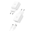USAMS Ład. siec. 2xUSB-A + kabel Micro/USB-A Fast Charging biały/white series HC HCXLTZ02