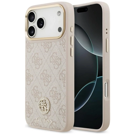 Etui Guess 4G Strass Logo MagSafe na iPhone 17 Pro Max - różowe