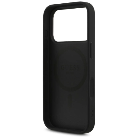 Guess Leather 4G Triangle Strass MagSafe Case für iPhone 17 Pro - Schwarz