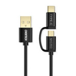 Choetech 2w1 kabel przewód USB - USB Typ C / micro USB 1,2m 3A czarny (XAC-0012-102BK)