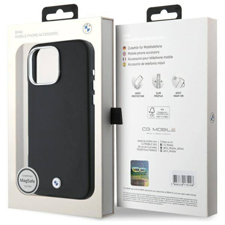 Original Case IPHONE 16 PRO BMW Hardcase Signature Full Wrapped Metal MagSafe (BMHMP16L23PUFWK) black