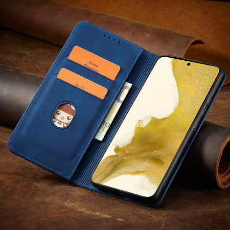 Magnet Fancy Case für Samsung Galaxy S23 Ultra Cover mit Flip Wallet Stand Blau