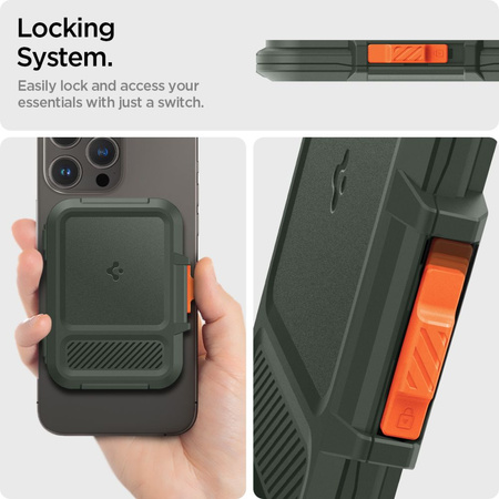 SPIGEN LOCK FIT MAGSAFE UNIVERSAL MAGNETIC CARD HOLDER MILITARY GREEN