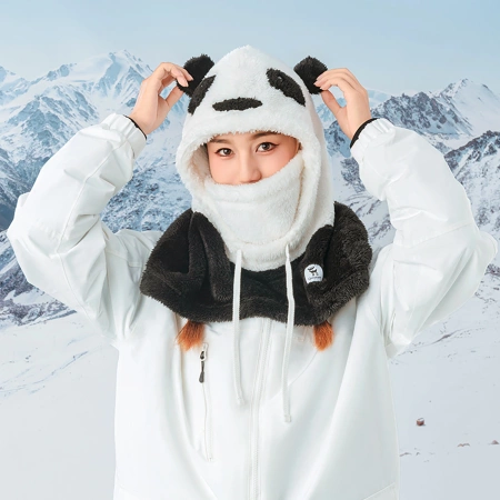 Qunature Panda Ski Balaclava for Kids/Adults Size M - Black/White